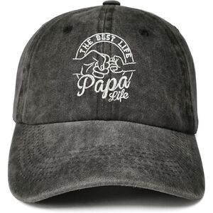 Unisex Black Washed The Best Life Papa Life Embroidery Adjustable Baseball Cap